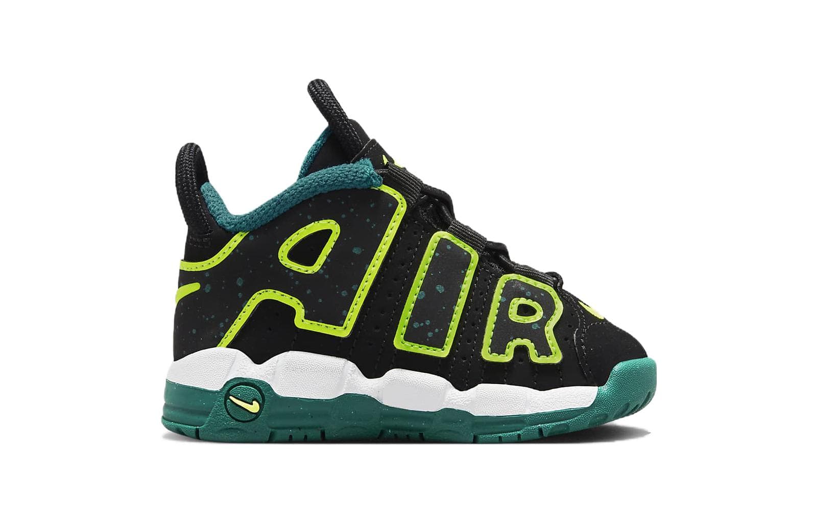 Кроссовки Nike Air More Uptempo TD Anti KICK и Дышащий MID Обувь для малышей Черный Зеленый Infant и Toddler - изображение 2