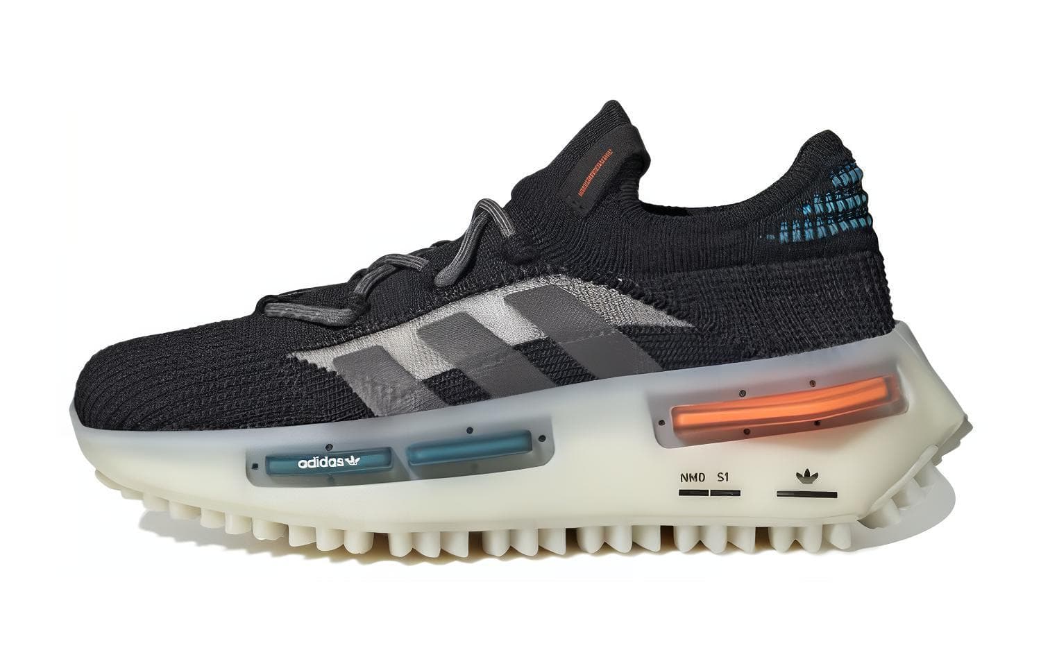 Кроссовки Adidas Originals NMD S1 Амортизация Износостойкие Низкие Кеды Детские Лайфстайл Черно-Белые - изображение 1