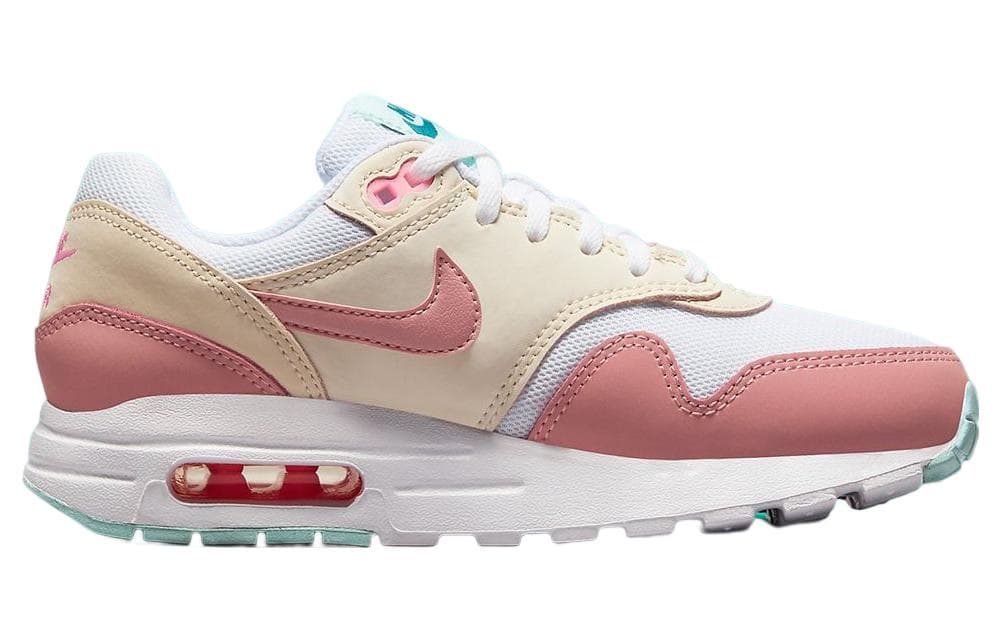 Кроссовки Nike Air MAX 1 Кожа Противоскользящая Устойчивая к износу Дышащая Низкая Повседневная Обувь Бежевый Белый Розовый - изображение 2