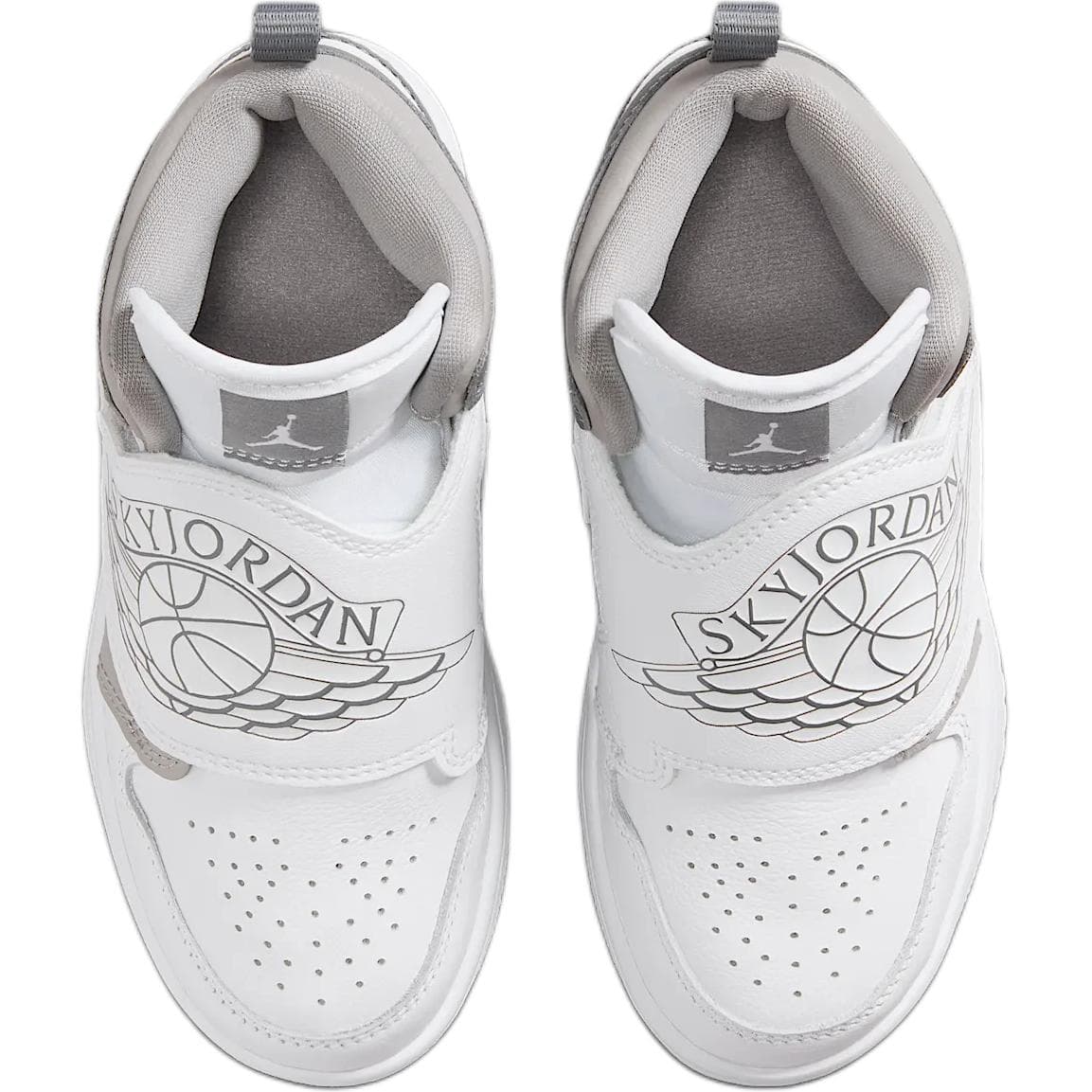 Кроссовки Джордан Sky Jordan 1 Кожа Высокие Кеды Детские Скейтбординг Серый Белый Для Детей Возраст 3-7 Лет - изображение 4