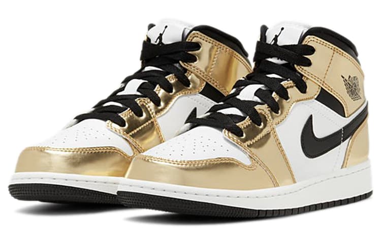 Кроссовки для баскетбола Jordan Air Jordan 1 Mid Metallic Gold GS - изображение 5
