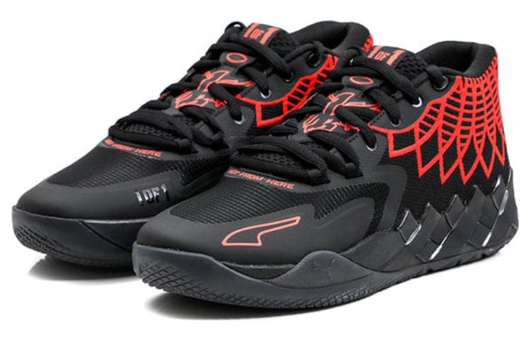 Кроссовки для баскетбола PUMA MB.01 LaMelo Ball 1 Комфортные Низкие Баскетбольные Кроссовки для Детей Черные Красные Детские - изображение 3