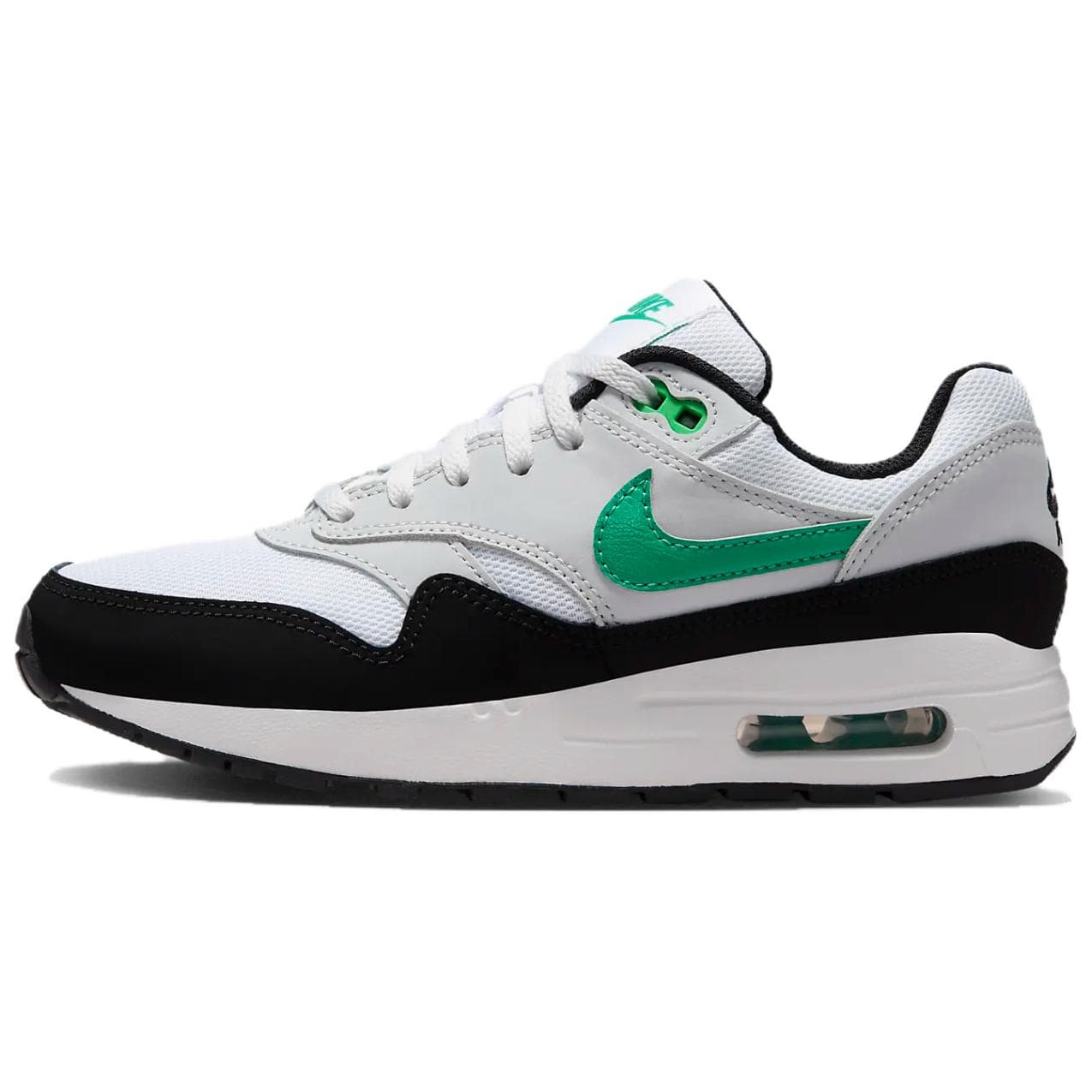 Кроссовки Nike Air MAX 1 Кожа Низкий Верх Детская Беговая Обувь Белый Черный Зеленый Детская - изображение 1