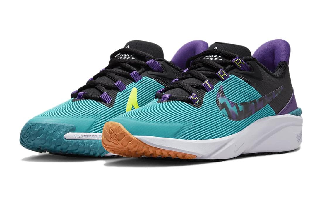 Кроссовки Nike Star Runner 4 SE Амортизация Устойчивость к истиранию Низкие Беговые кроссовки Зеленый Фиолетовый Унисекс - изображение 3