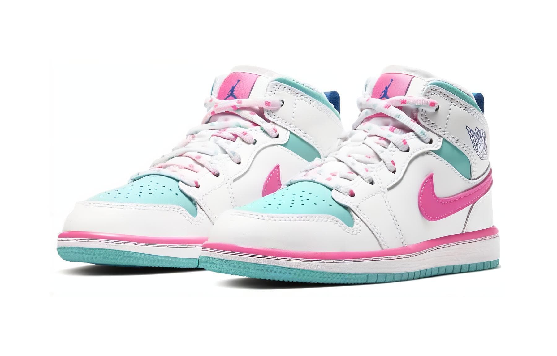Кроссовки для баскетбола Jordan Air Jordan 1 Mid White Pink Green Soar - изображение 4