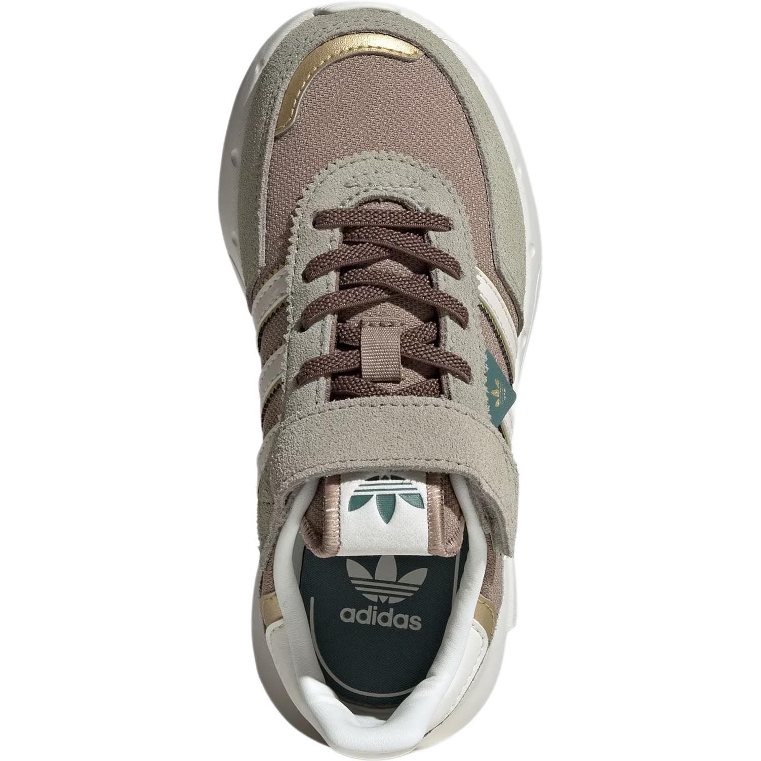 Кроссовки Adidas Originals Retropy F2 Кожа Устойчивая к истиранию Низкий Верх Детская Беговая Обувь Коричневый Детский - изображение 2