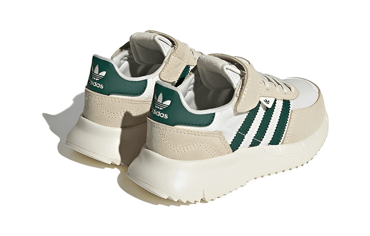 Кроссовки Adidas Originals Retropy F2 противоскользящие низкие детские повседневные туфли бежево-белого и зеленого цвета - изображение 4