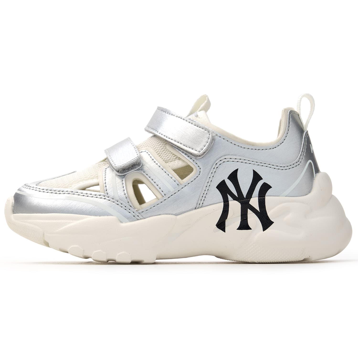 Кроссовки Mlb Base Logo Нью-Йорк Янкис Синтетическая кожа Low Топ Kids Lifestyle Shoes Серебряный Детский - изображение 1