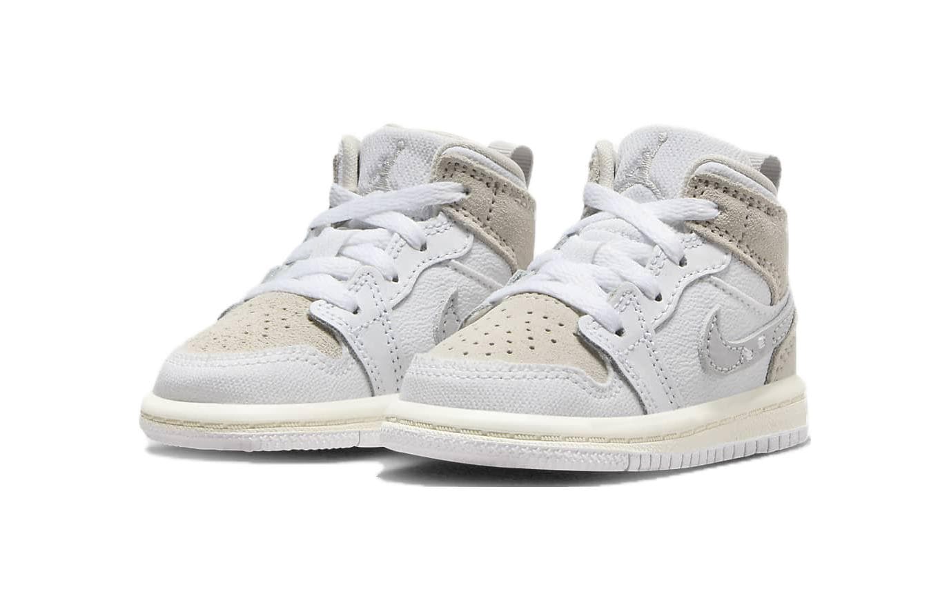 Кроссовки Jordan Air Jordan 1 Противоскользящая Амортизация MID Обувь для младенцев и малышей Серый Белый Infant and Toddler - изображение 3