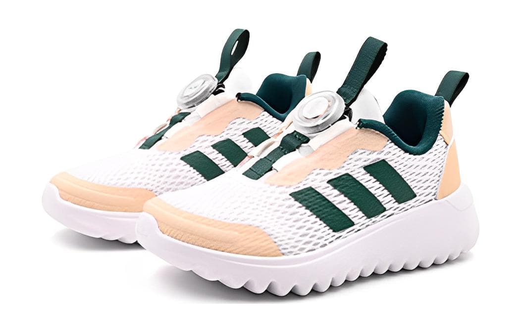 Кроссовки Adidas ActiveFlex BOA 3,0 Устойчивый к истиранию Дышащий Низкий Верх Детская Беговая Обувь Бежевый Белый Зеленый Детская - изображение 3