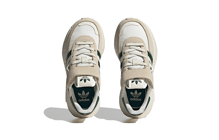 Кроссовки Adidas Originals Retropy F2 противоскользящие низкие детские повседневные туфли бежево-белого и зеленого цвета - изображение 5