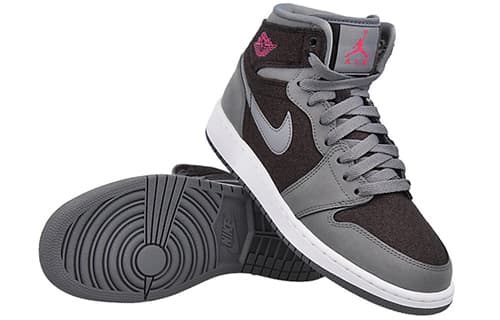 Кроссовки для баскетбола Jordan Air Jordan 1 Retro High Cool Grey Vivid Pink GS - изображение 4