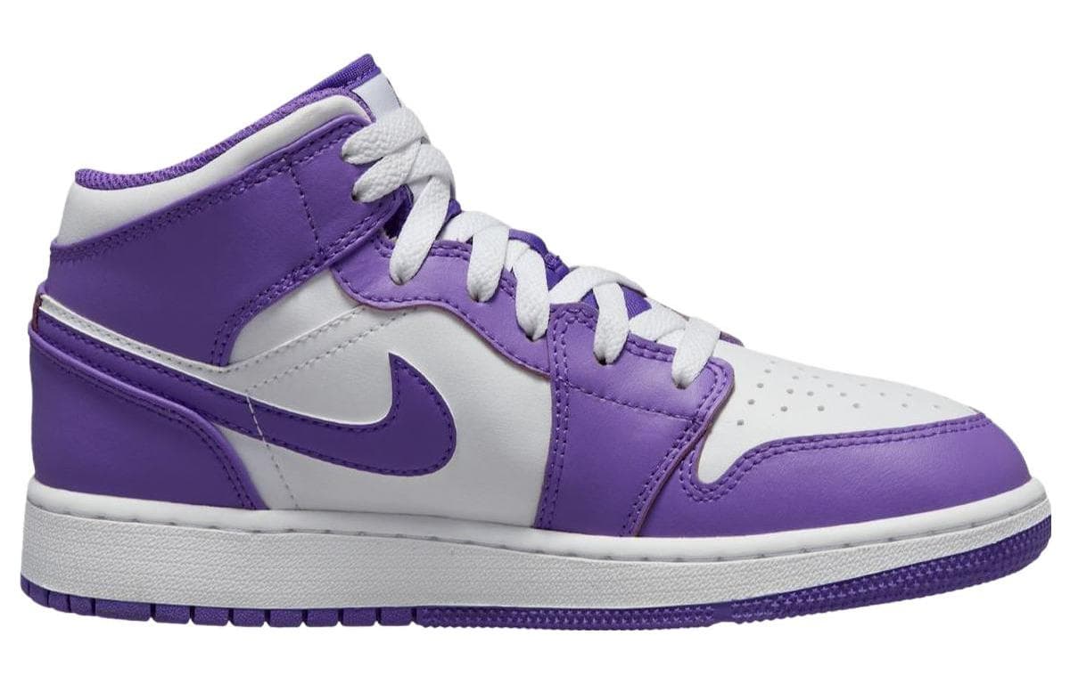 Кроссовки для баскетбола Jordan Air Jordan 1 Mid "White Purple" GS - изображение 2