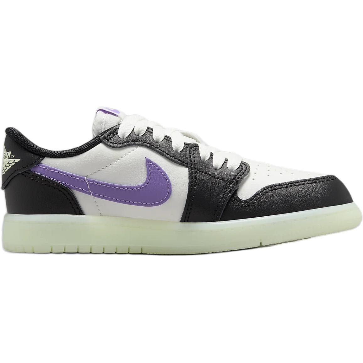 Кроссовки для баскетбола Jordan Air Jordan 1 Low Топ Children's Баскетбольные кроссовки Белый черный фиолетовый Детский - изображение 2
