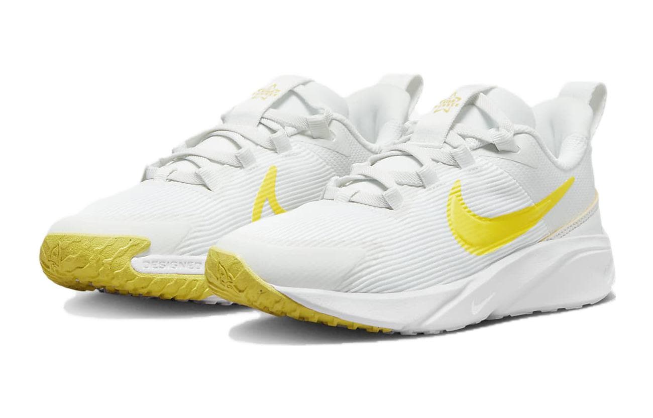 Кроссовки Nike Star Runner 4 Устойчивый к истиранию Дышащий Низкий Верх Детская Беговая Обувь Белый Желтый Детский - изображение 3