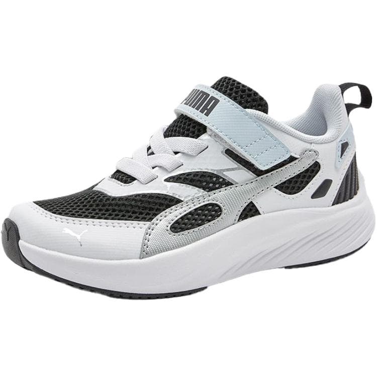 Кроссовки PUMA Pounce Lite Ткань Амортизация и Легкость Устойчивость к Износу Низкий Верх Беговые Кроссовки Белый Черный Детский - изображение 1