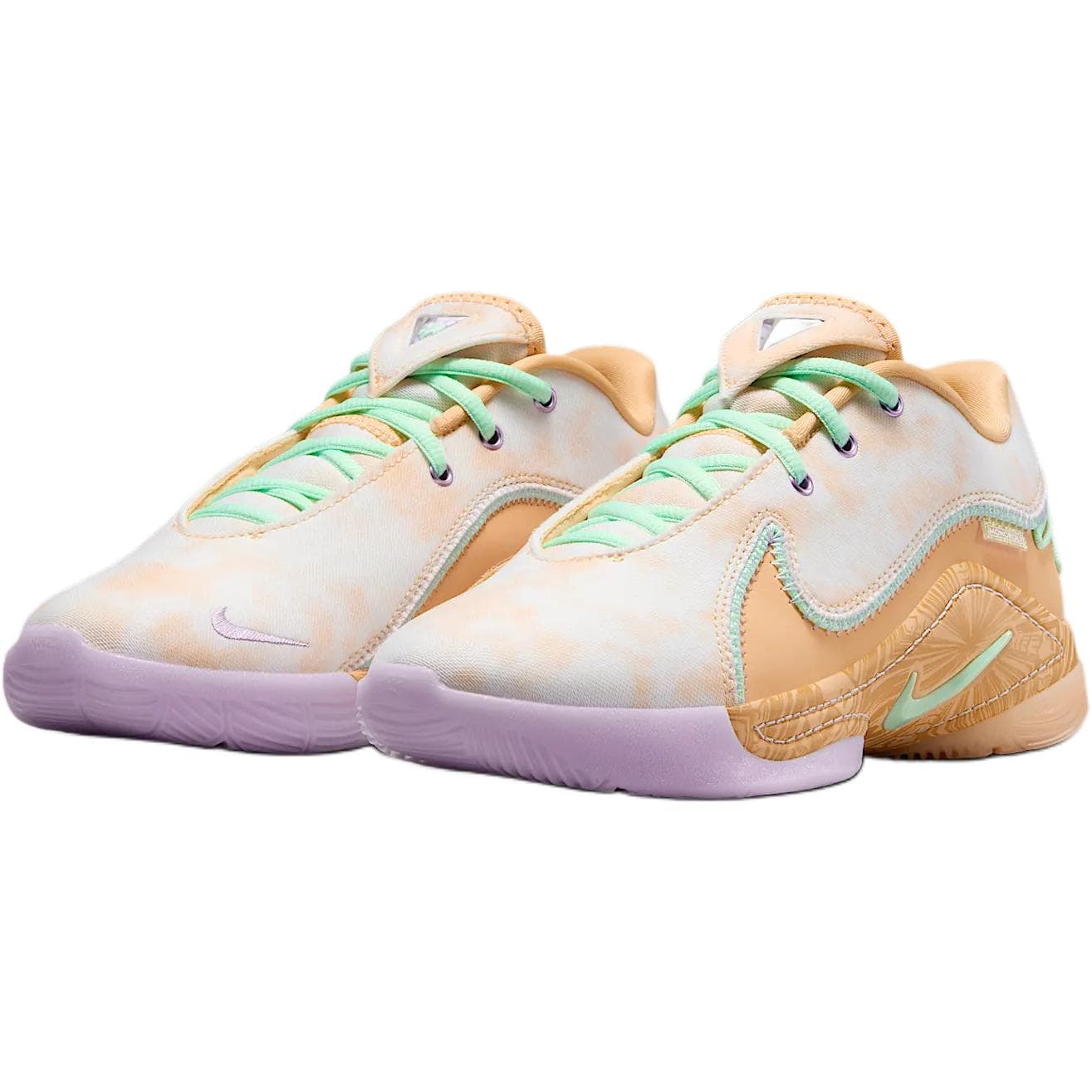 Кроссовки для баскетбола Nike X Монополия LeBron 22 Противоскользящие Низкие Детские Баскетбольные Кроссовки Сливочный Оранжевый Детский - изображение 3