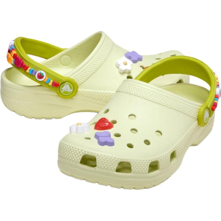 Сандалии Crocs Classic Friendship Bracelet Clog противоскользящие устойчивые к истиранию низкие детские сандалии зеленый детские - изображение 3