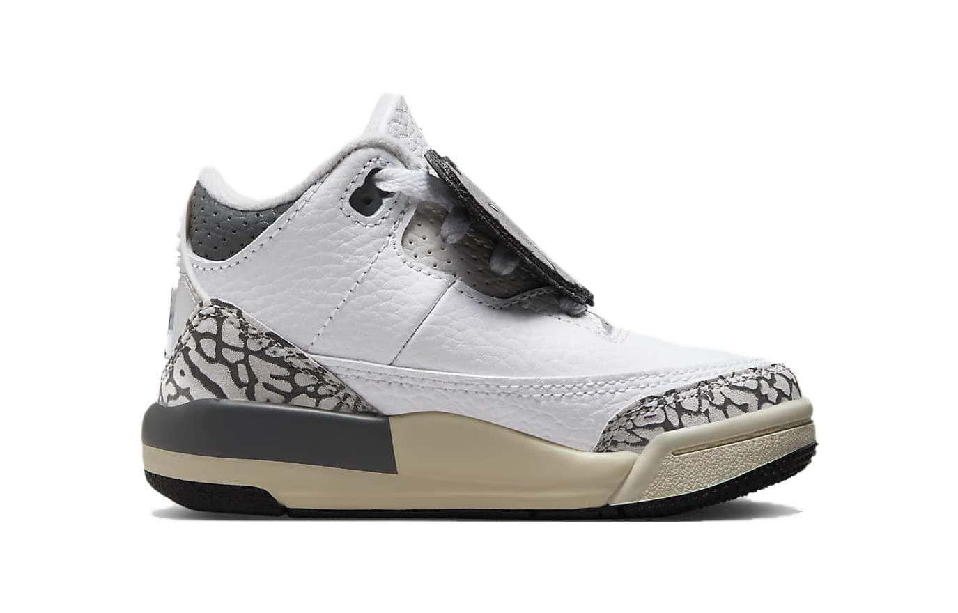 Кроссовки Jordan Air Джордан 3 Retro TD Противоскользящая Амортизация MID Обувь для малышей Белая для младенцев и малышей - изображение 2
