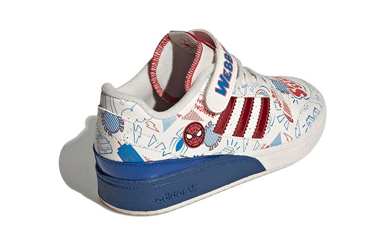 Кроссовки Adidas Originals FORUM Кожа Низкий Верх Детская Скейтбординг Обувь Белый Красный Синий Детская Возраст 3-7 Лет - изображение 3