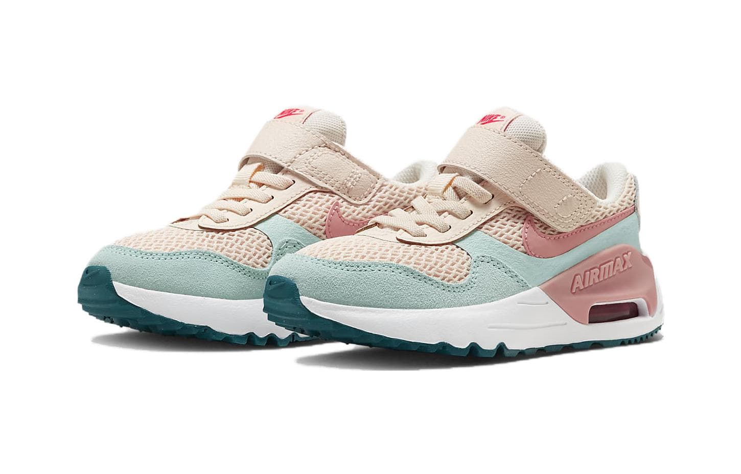 Кроссовки Nike Air Max SYSTM Аbrasion Resistant Низкие Кеды для Детей Lifestyle Розовые Зеленые для Возраста 3-7 Лет - изображение 3