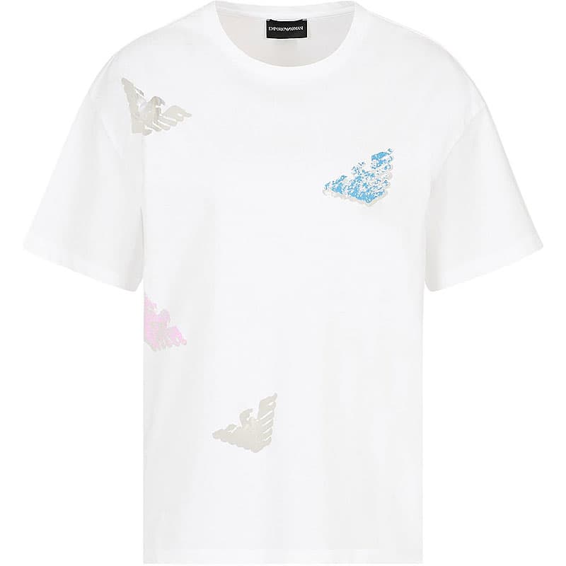 Футболка EMPORIO ARMANI SS26 Рукав с оборванным плечом T-рубашка Женская - изображение 1