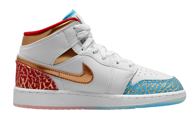 Кроссовки для баскетбола Jordan Air Jordan 1 Mid "UNC to Chicago" GS - изображение 6