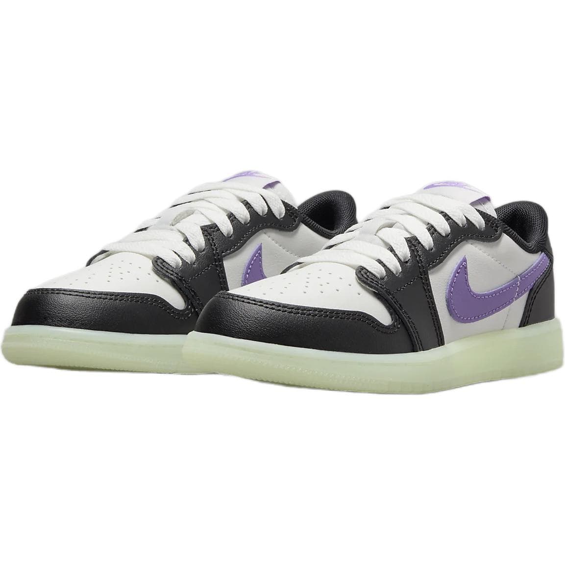 Кроссовки для баскетбола Jordan Air Jordan 1 Low Топ Children's Баскетбольные кроссовки Белый черный фиолетовый Детский - изображение 3
