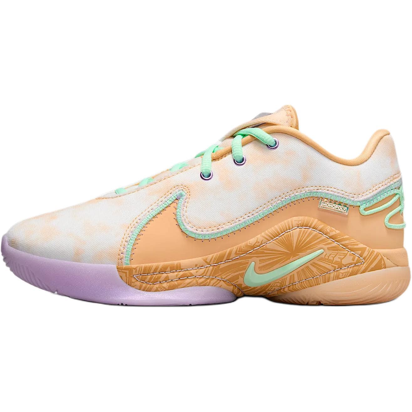 Кроссовки для баскетбола Nike X Монополия LeBron 22 Противоскользящие Низкие Детские Баскетбольные Кроссовки Сливочный Оранжевый Детский - изображение 1