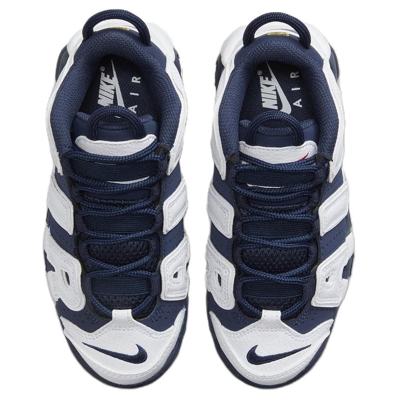 Кроссовки для баскетбола Nike Air More Uptempo Кожа Противоскользящие Детские Баскетбольные Кроссовки Белый Синий Малыш - изображение 4