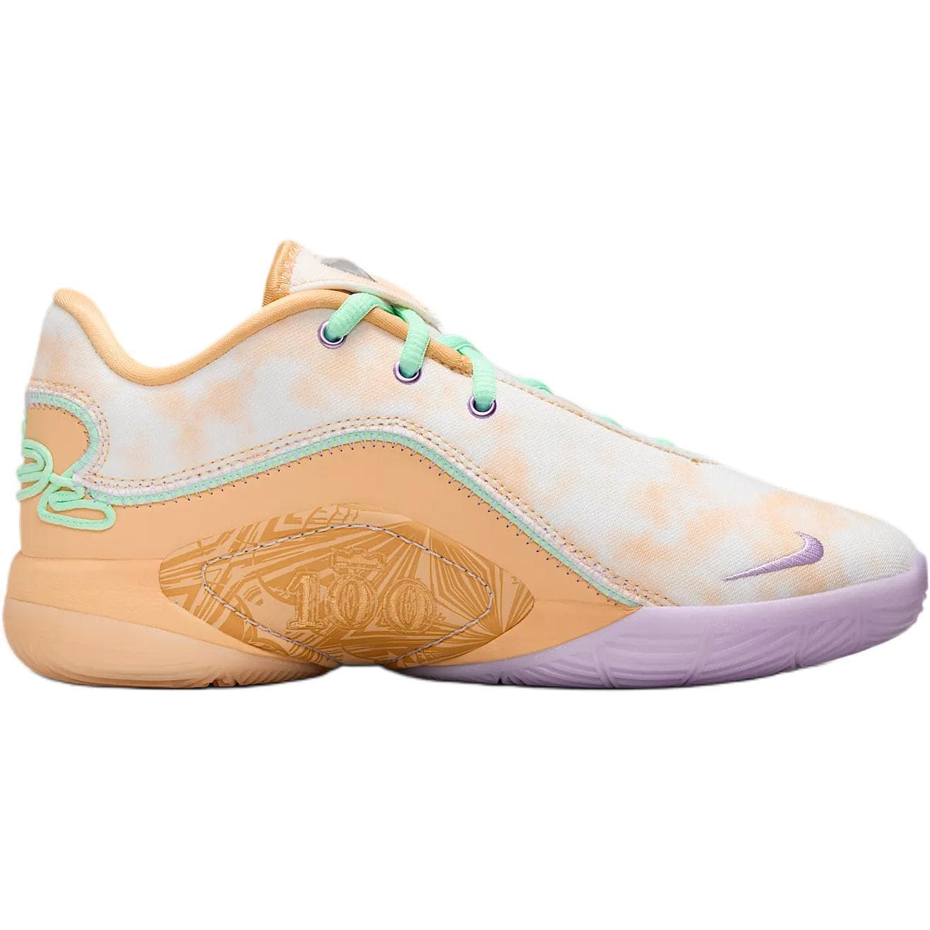 Кроссовки для баскетбола Nike X Монополия LeBron 22 Противоскользящие Низкие Детские Баскетбольные Кроссовки Сливочный Оранжевый Детский - изображение 2