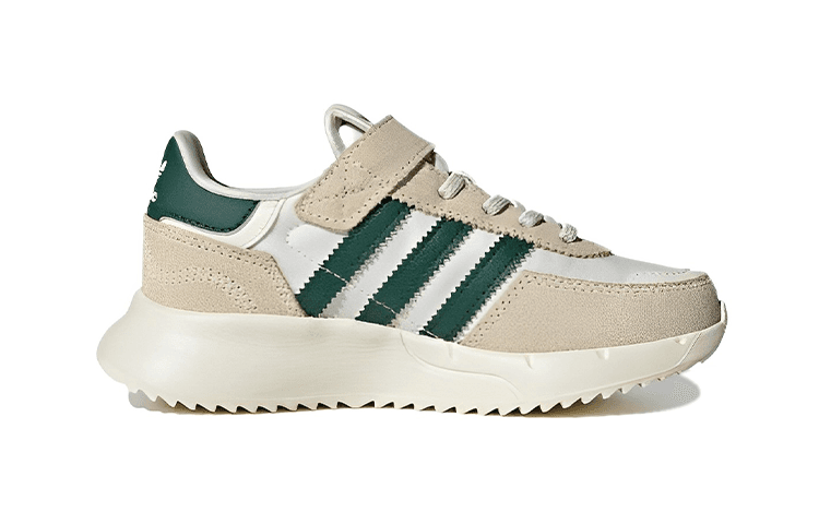 Кроссовки Adidas Originals Retropy F2 противоскользящие низкие детские повседневные туфли бежево-белого и зеленого цвета - изображение 2