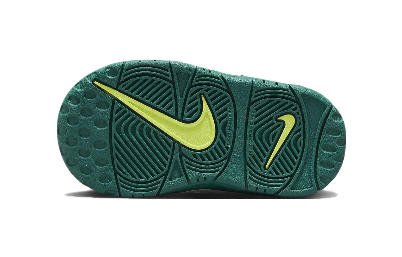 Кроссовки Nike Air More Uptempo TD Anti KICK и Дышащий MID Обувь для малышей Черный Зеленый Infant и Toddler - изображение 6
