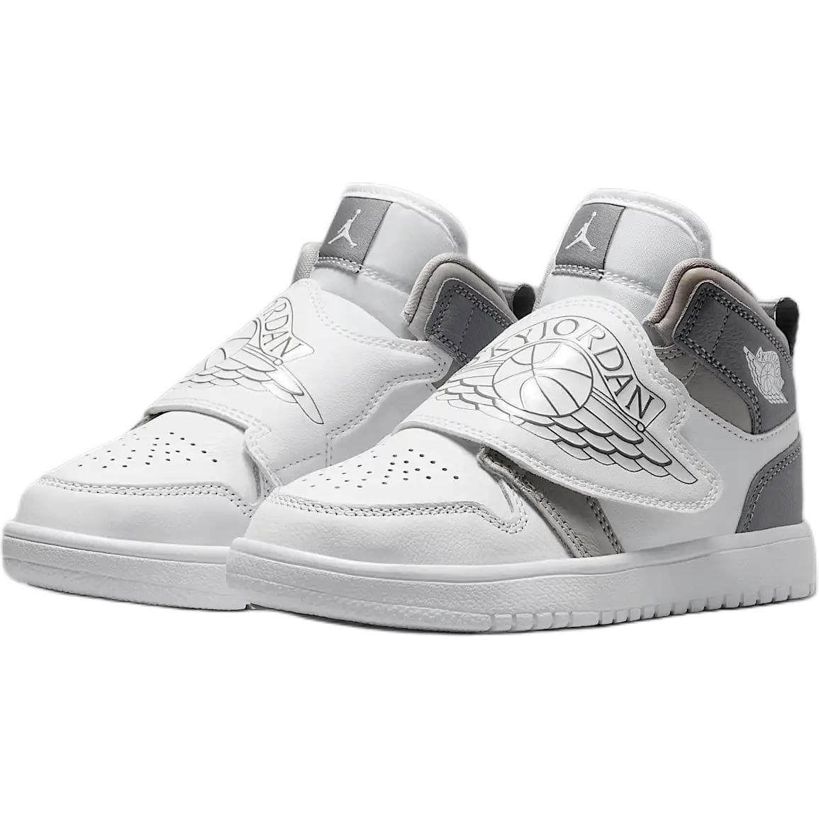 Кроссовки Джордан Sky Jordan 1 Кожа Высокие Кеды Детские Скейтбординг Серый Белый Для Детей Возраст 3-7 Лет - изображение 3