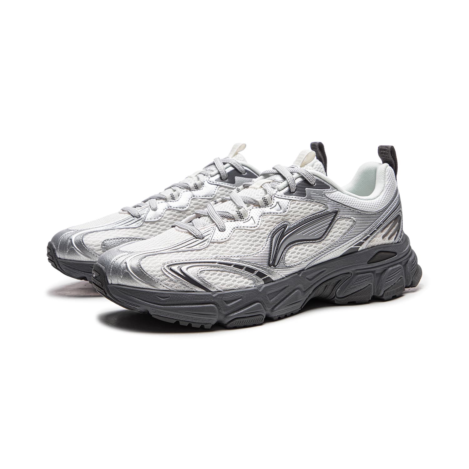 Кроссовки для бега Li NING Carefree V3 Дышащий визуально увеличивает рост Oтскок Low Топ Беговые кроссовки Мужской Белый серебристый - изображение 3