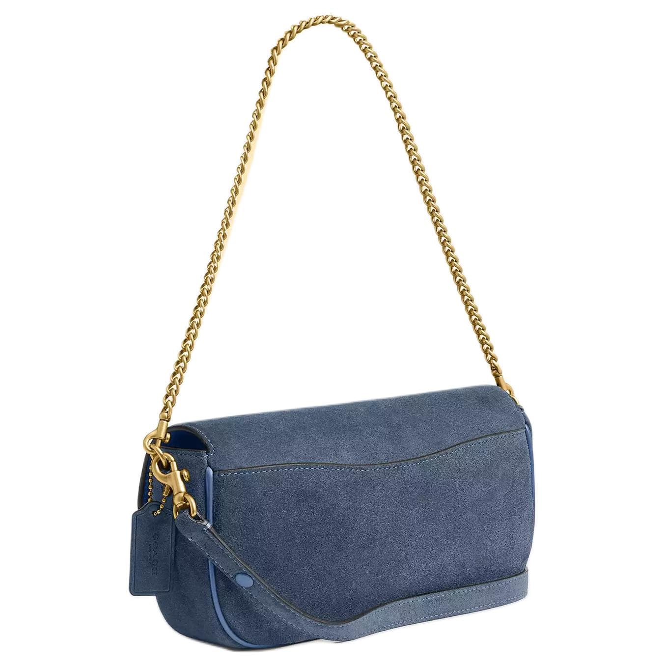 Мини-сумка COACH Brook Flap Замша с Нежной Телячьей Кожей Сумка через плечо Средняя Женская Светло-Синий - изображение 2