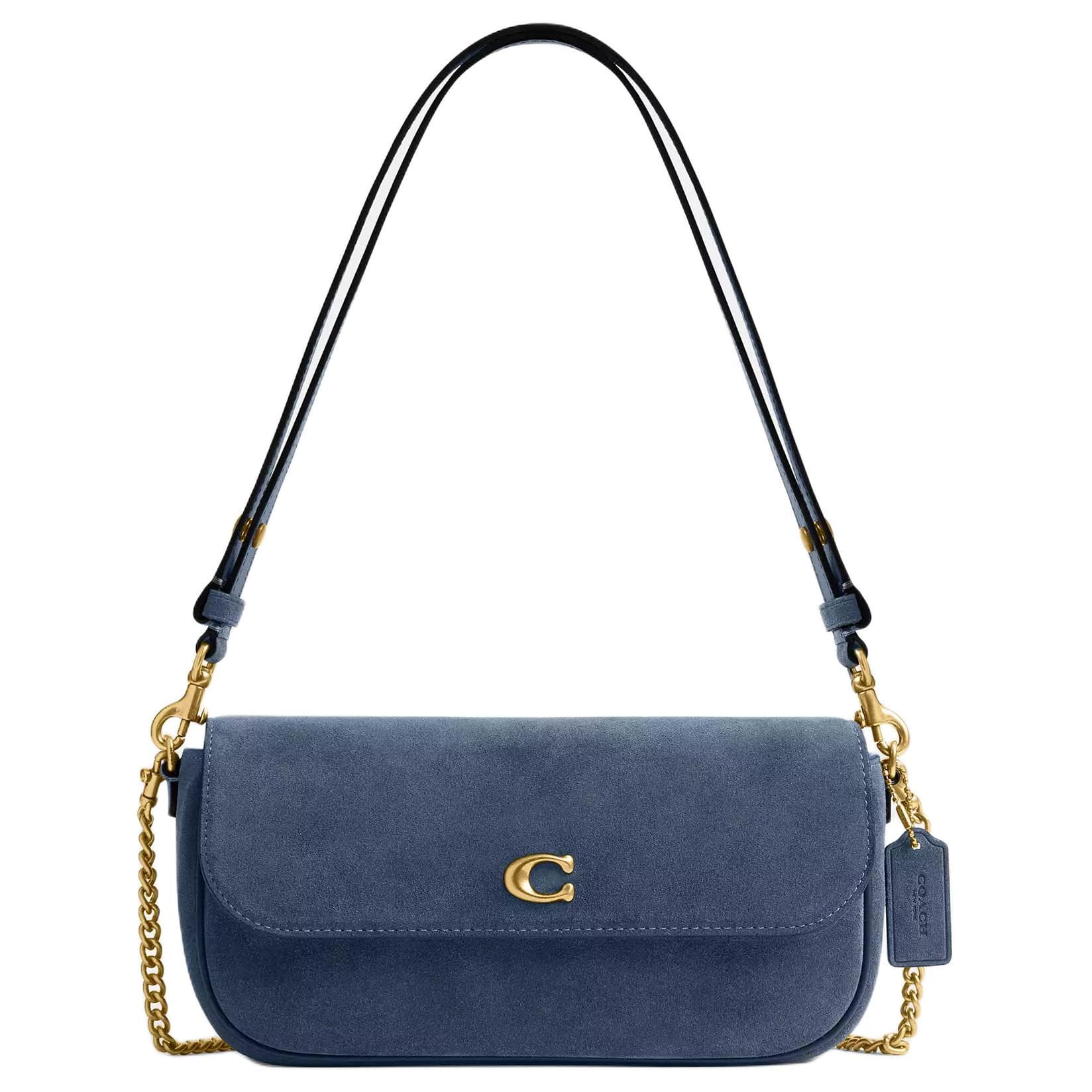 Мини-сумка COACH Brook Flap Замша с Нежной Телячьей Кожей Сумка через плечо Средняя Женская Светло-Синий - изображение 1