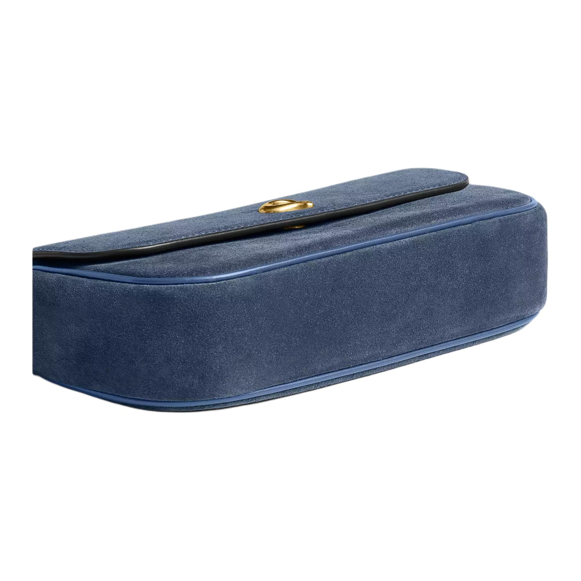 Мини-сумка COACH Brook Flap Замша с Нежной Телячьей Кожей Сумка через плечо Средняя Женская Светло-Синий - изображение 6