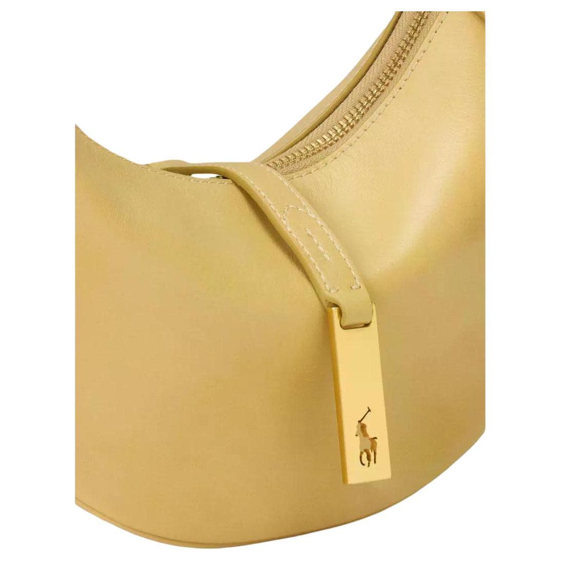 Мини-сумка Polo Ralph Lauren Polo ID Телячья кожа Полумесяц Сумка Плечевая Сумка Женская Желтая - изображение 4