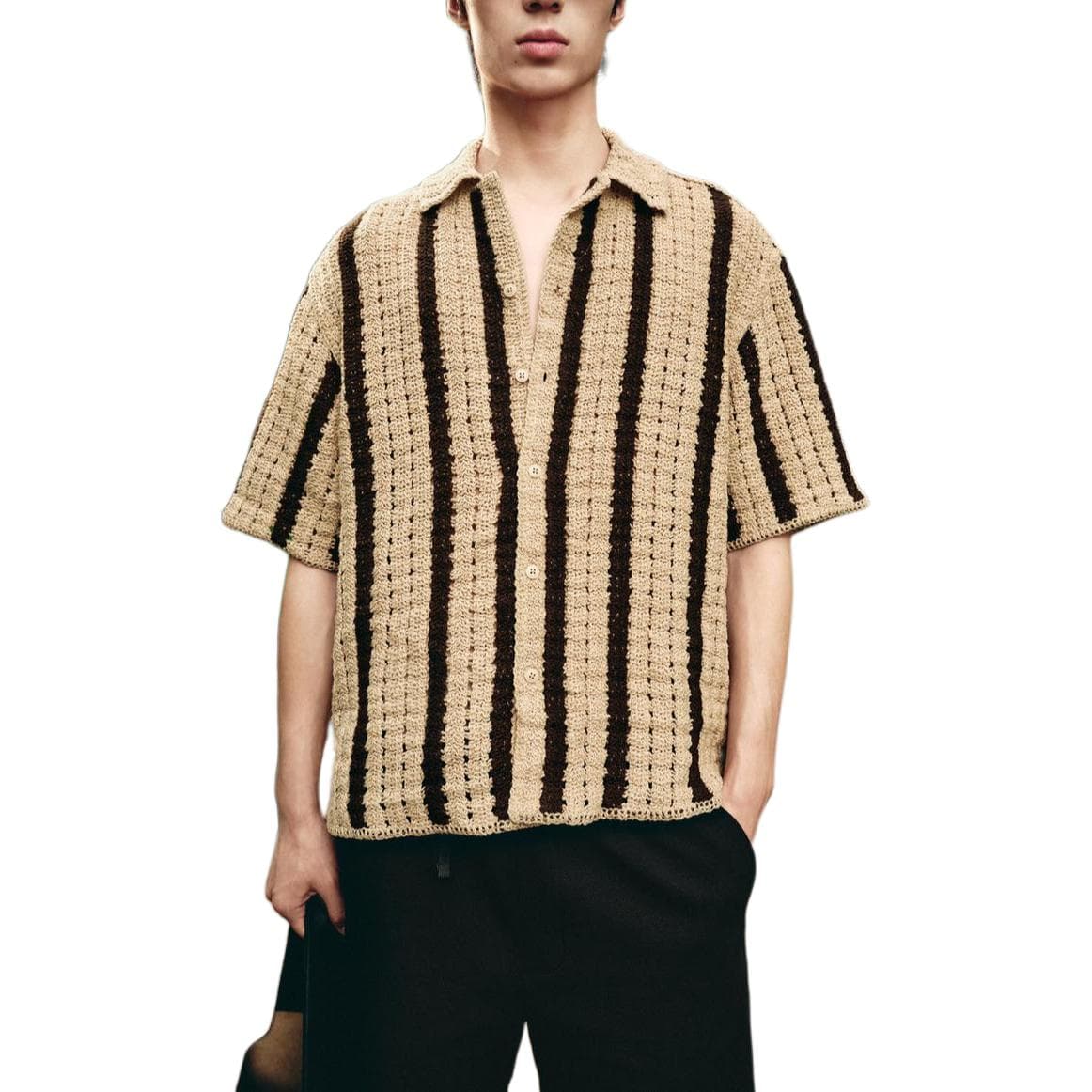 Рубашка ZARA Коричневые Мужские Рубашки - изображение 4