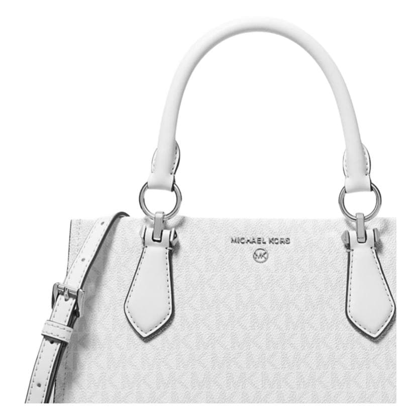 Сумка MICHAEL KORS MARILYN Покрытая холстовая сумка через плечо сумка среднего размера белая для женщин - изображение 4