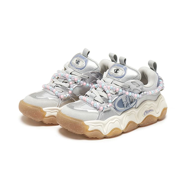 Кроссовки Champion Low Top Повседневная обувь Женская Серебряный Белый Галактический Сиреневый - изображение 3