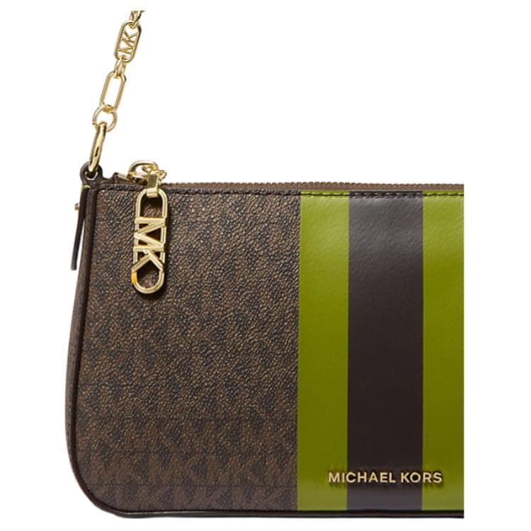 Мини-сумка MICHAEL KORS Empire Покрытый холст с искусственной кожей Сумка на плечо среднего размера Женская цвет газонный зеленый - изображение 3