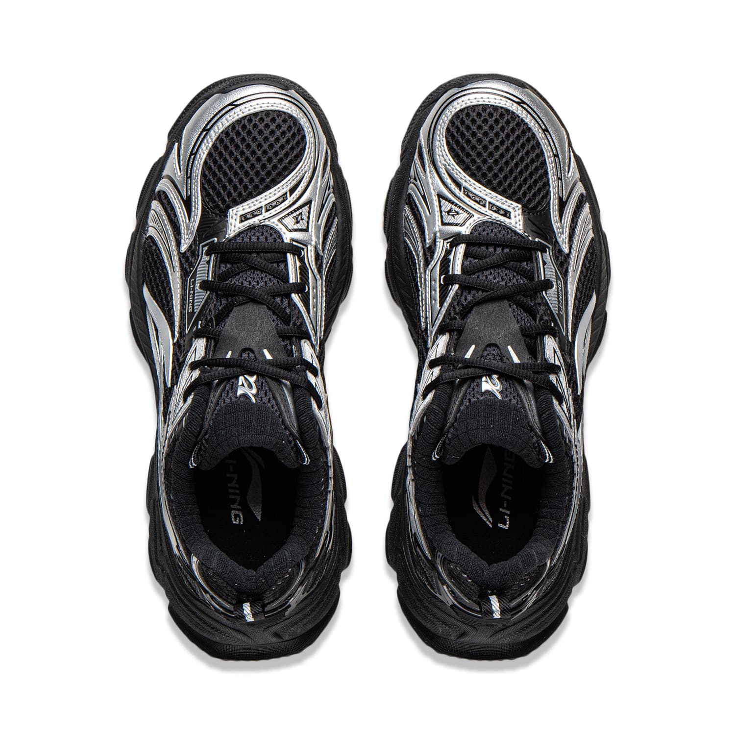 Кроссовки Li-Ning LINING Cloud Y2K Универсальный Винтаж Обувь На Платформе Лоу-топы Повседневный Женский Черно-серебристый - изображение 4