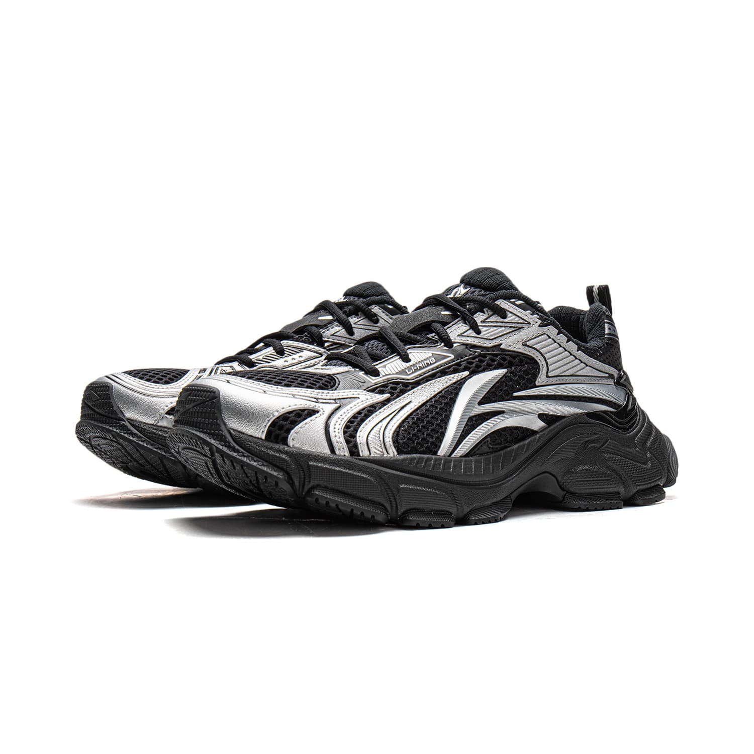 Кроссовки Li-Ning LINING Cloud Y2K Универсальный Винтаж Обувь На Платформе Лоу-топы Повседневный Женский Черно-серебристый - изображение 3