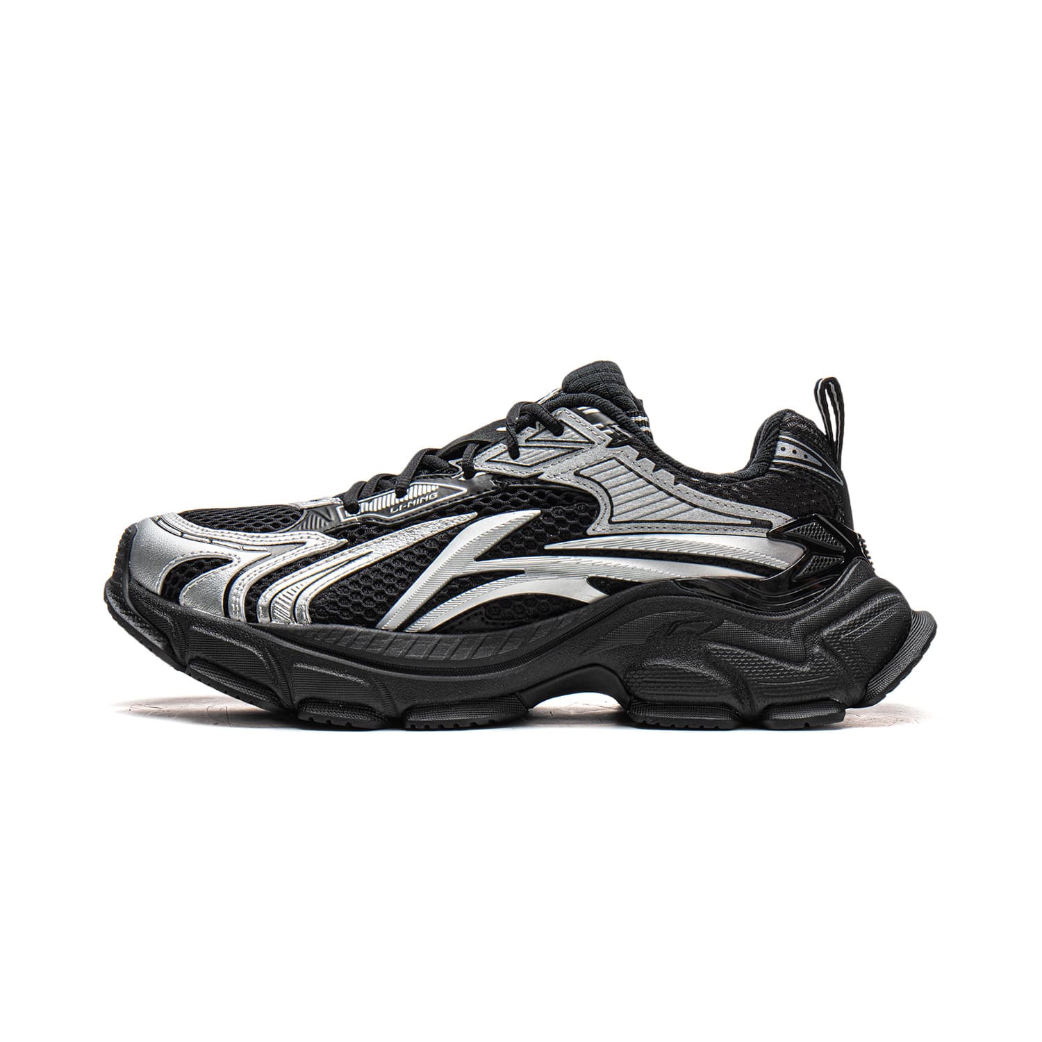Кроссовки Li-Ning LINING Cloud Y2K Универсальный Винтаж Обувь На Платформе Лоу-топы Повседневный Женский Черно-серебристый - изображение 1