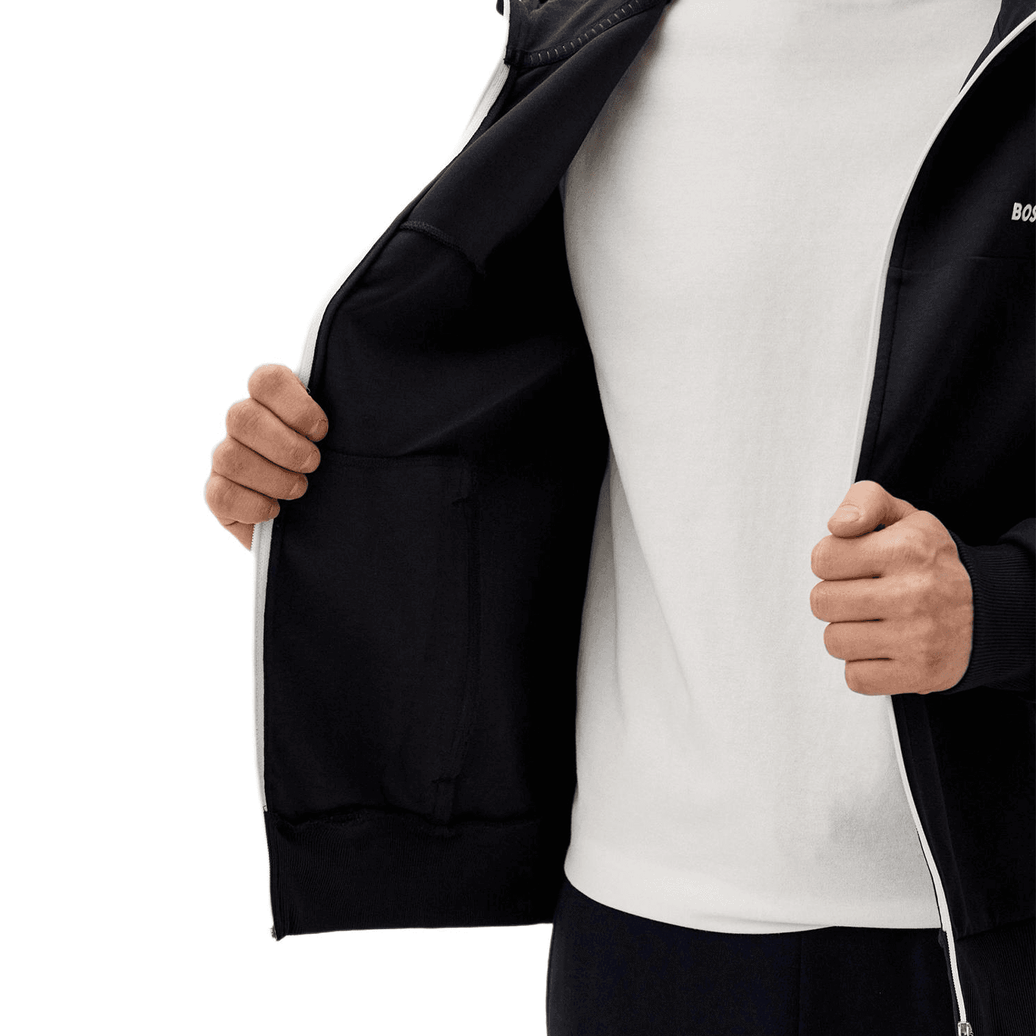 Худи HUGO BOSS Толстовка мужская с капюшоном и молнией, морского синего цвета - изображение 5
