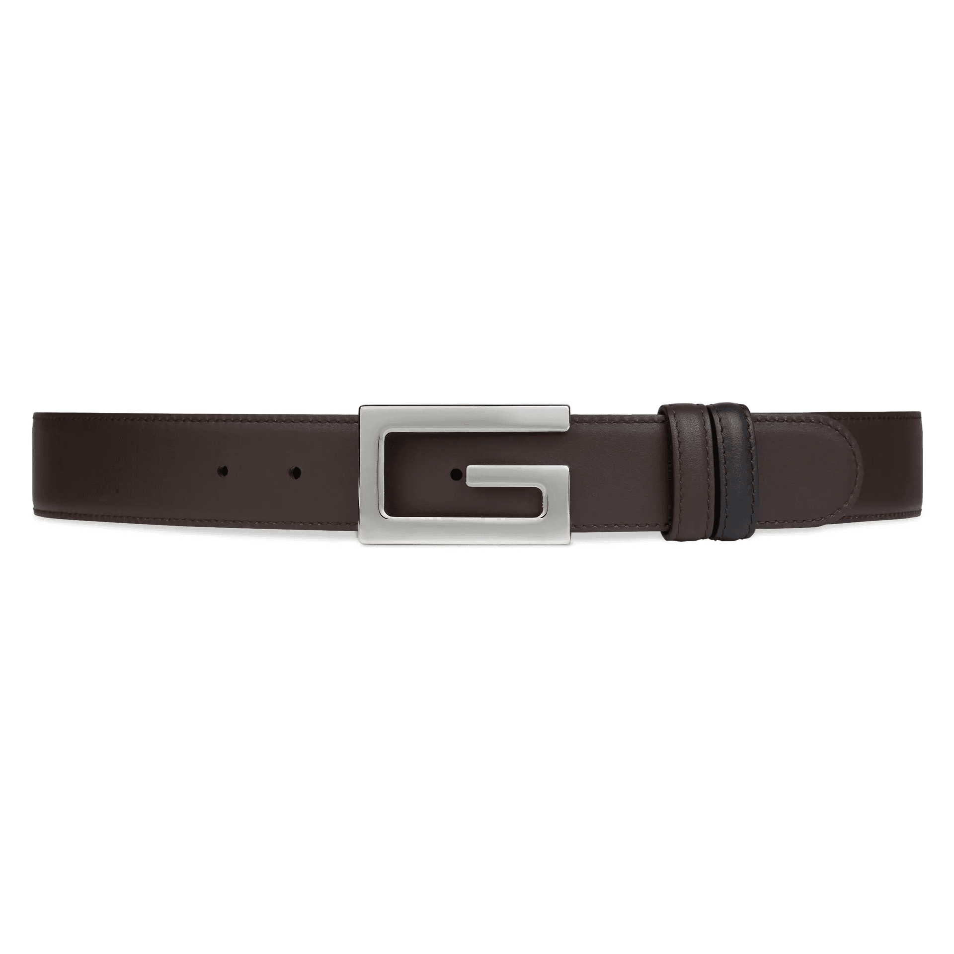 Ремень GUCCI Square G Smooth Buckle Reversible Belt Black Brown 3.5cm - изображение 2