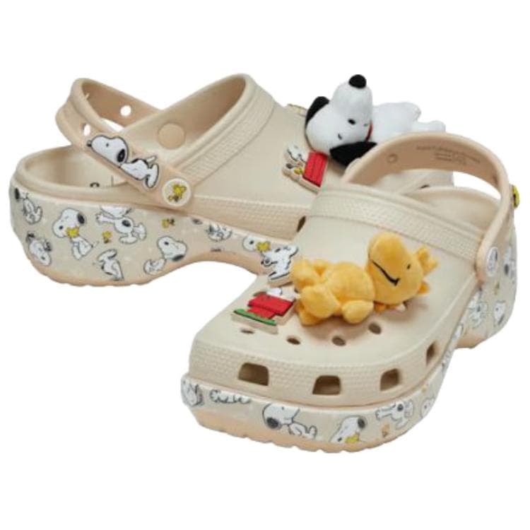 Сабо Crocs X PEANUTS Classic Platform Clog Сабо из резины Женские Бежевые - изображение 3