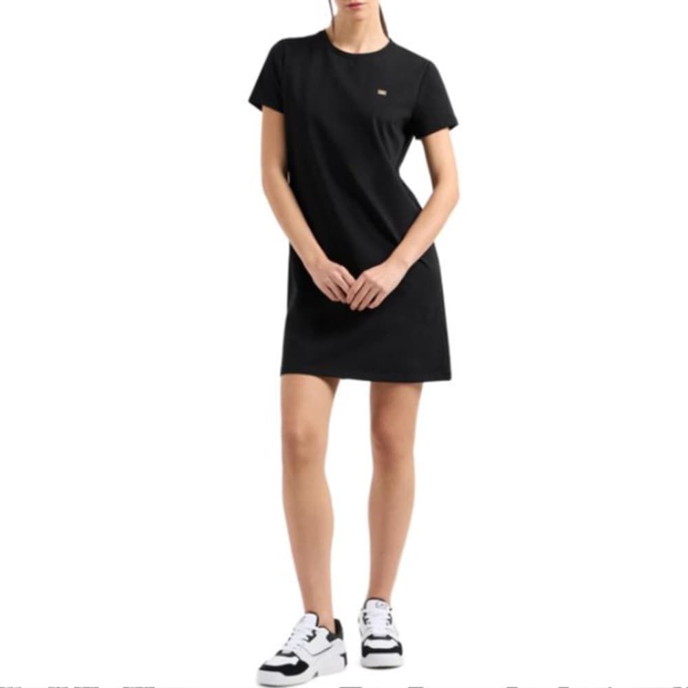Платье EMPORIO ARMANI EA7 SS25 Короткое платье с короткими рукавами женское черное - изображение 2